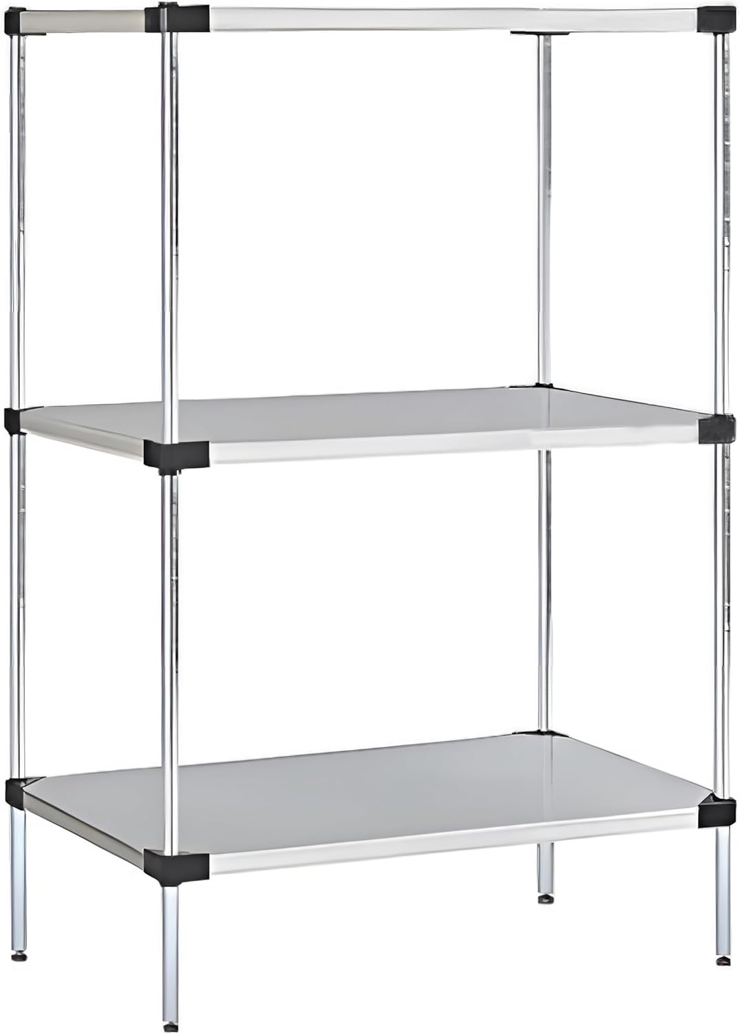 Omega Solid Stainless Steel Shelves, 21" Deep x 48" Wide x 34" High 3 Tier Heavy Duty Solid Shelving Unit for Kitchen Garage Office Restaurant Warehouse 800-lb Per Shelf Weight Capacity