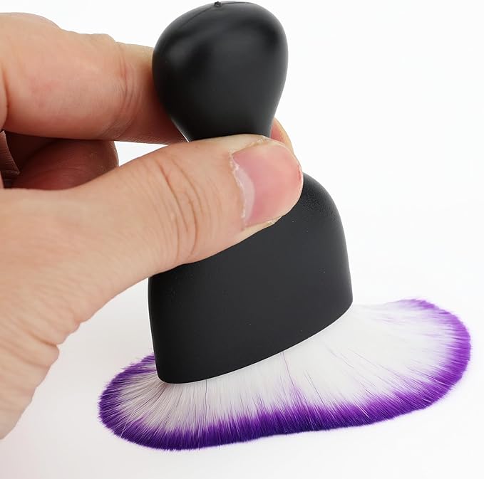 Car Detailing Brush, Soft Bristle Cleaning Brush, Scratch-Free Auto Duster Tool for Dashboard, Air Vents, Leather & Interior Cleaning (Black&Purple with Cap)
