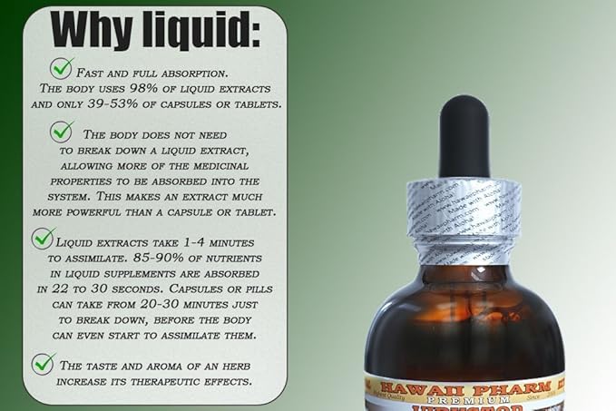 Queen's Root Alcohol-Free Liquid Extract, Queen's Root (Stillingia Sylvatica) Dried Root Glycerite Natural Herbal Supplement, Hawaii Pharm, USA 4 fl.oz