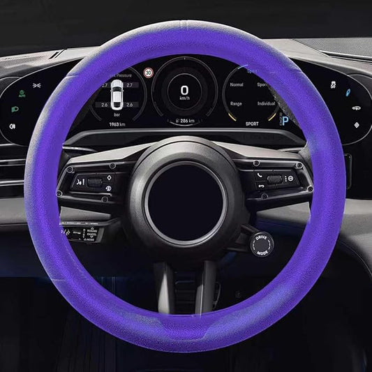 Car Steering Wheel Cover, Silicone Non-Slip Steering Wheel Protector, 13/14/15/16 inch Ultra Thin Steering Wheel Protective Covers for Women Men, Universal Vehicle Accessoriess (Purple)