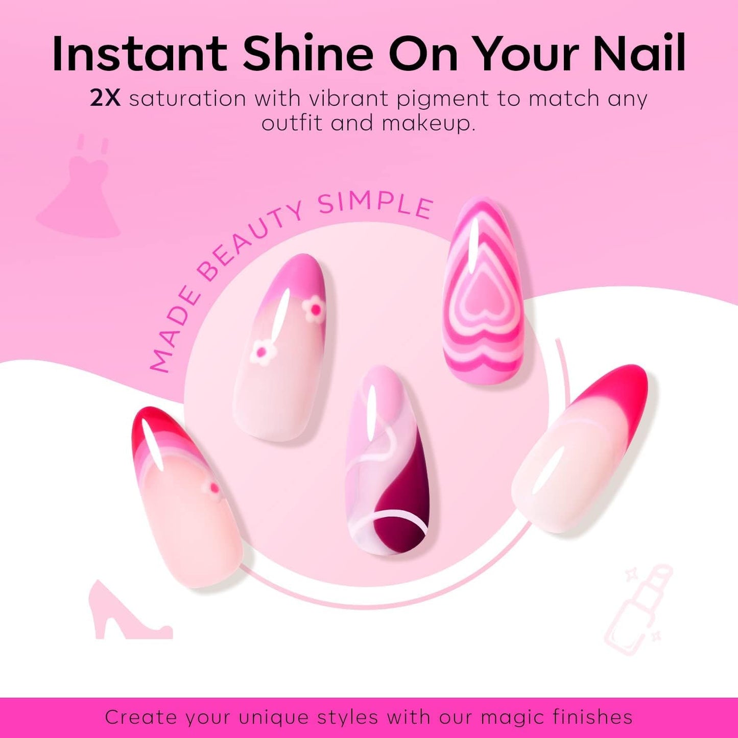 modelones Pink Gel Nail Polish Set 6 Colors, Hot Pink Tones Neon Pink White Gel Polish Magenta Light Soft to Dark 2025 All Seasons Halloween LED Nail Art for Nail Lovers Gift Salon DIY Starter Kit