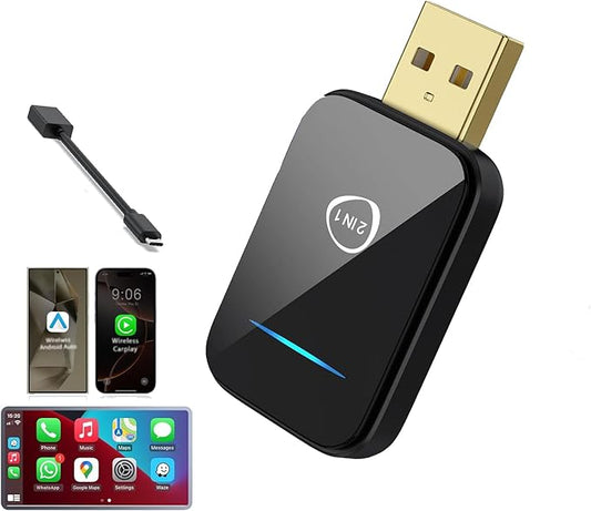 2025 Upgrade Mini CarPlay Wireless Adapter Support Apple CarPlay & Android Auto,Convert Wired to Wireless CarPlay Adapter,Stable Control & No Delay,2 in 1 Wireless Android auto Box for Cars from 2016