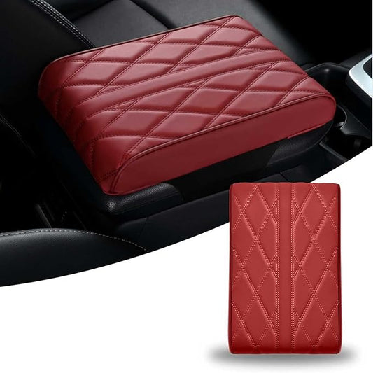 Car Armrest Cushion for Nissan Murano III (Z52) 2015-2017 2018 2020 2021 2022 2023, Car Armrest Pad Soft Leather Car Center Console Cover Car Interior Accessories,C-Red