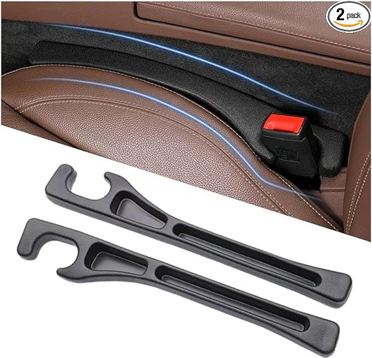 Car Seat Gap Filler Organizer - No Drop Seat Guard, Side Gap Filler for Car, SUV, and Trucks, 2 Pack, Black - Prevents Items from Falling, Extra Storage Space, Easy to Install, Durable & Eco-Friendly