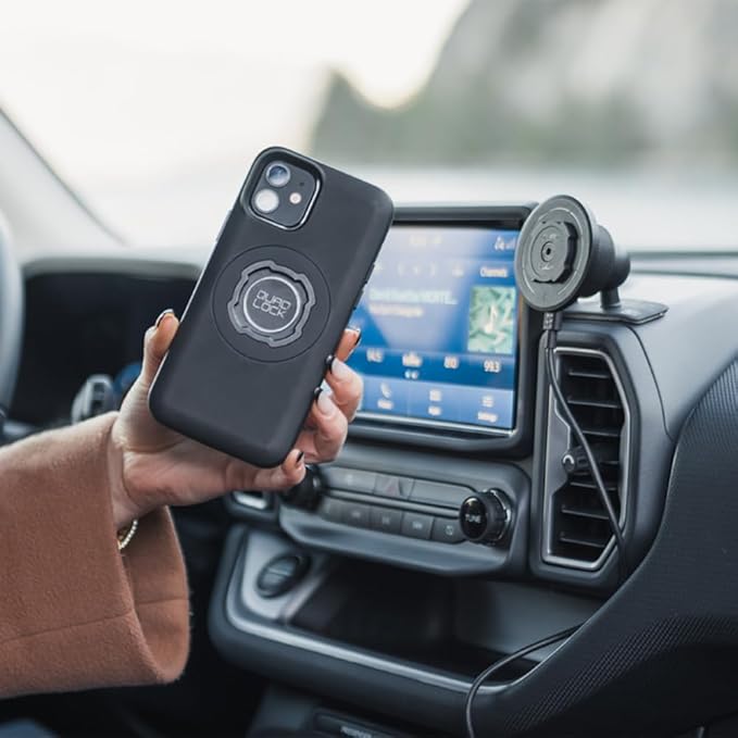 Quad Lock Adhesive Dashboard/Console Car Phone Holder Kit with MAG Wireless Charging Head V2 and MAG Phone Case for iPhone 13 Mini