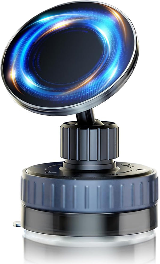 2025 Upgrade Vacuum Magnetic Phone Holder, 720° Retatable Suction Cup Phone Mount, Strong Magnetic Cell Phone Holder for Car/Gym/Mirror/Desktop/Smooth Surface, Compatible with Magsafe iPhone