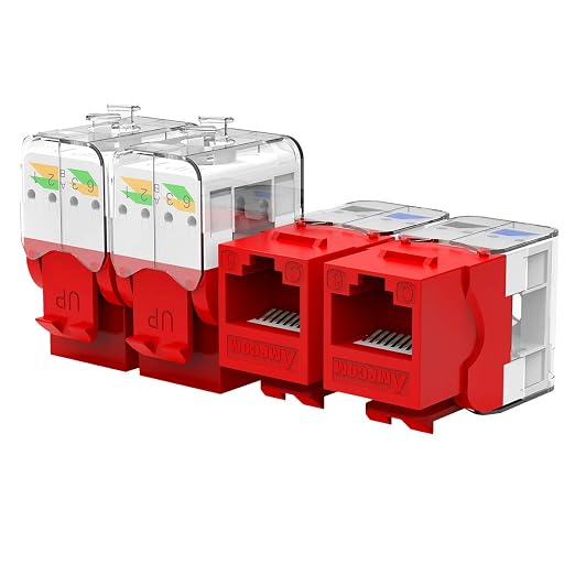 AMPCOM CAT6 Keystone Jack Tool-Less RJ45 UTP, No Punch-Down Tool Required
