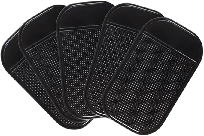 5PCS Extra-Strong Anti-Slip Pad Car Dashboard Sticky Pad Removable Silicone Gel Mat Washable Multi-Purpose PU Gel for Cell Phone Tablet (Black)