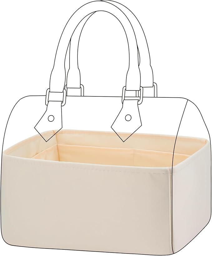 DGAZ Silk Purse Organizer Insert Fits LV Speedy 16/20/25/30/35/45 bags，Silky Smooth Bag Organizer，Luxury Handbag & Tote Shaper（Craie，SP25）