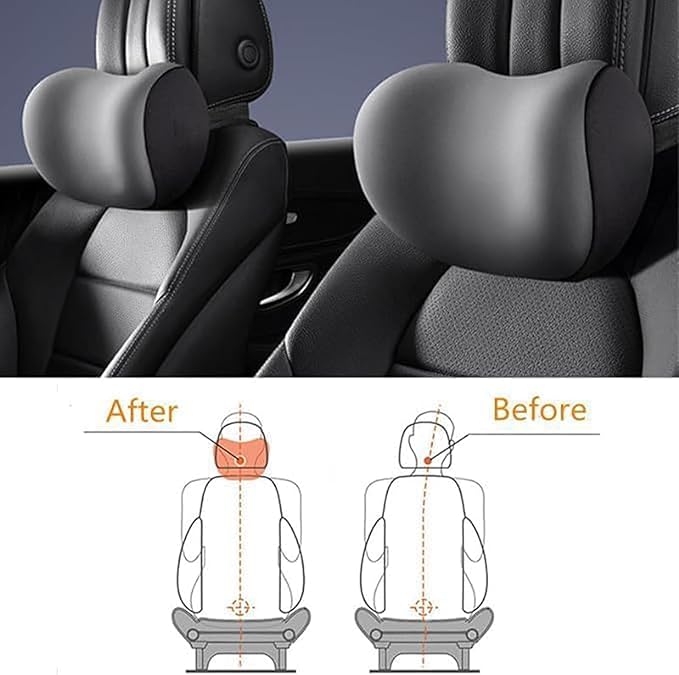 Car Lumbar Support Pillow Neck Pillow Set for Tesla Model 3 2017 2018 2019 2020 2021 2022 2023,Softness Cushion Neck Back Pain Relief Seat Accessories,Brown