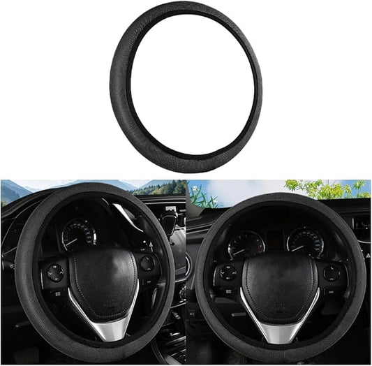 Car Steering Wheel Cover, Ice Silk Elastic Anti Slip Vehicle Protector, Breathable Easy Carry Automotive Interior Protective Wrap Accessories, Universal for SUV, Sedan, Truck (Black)