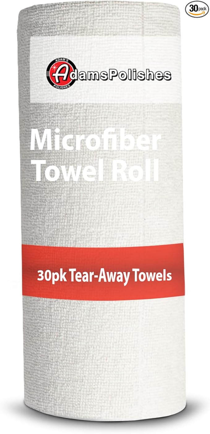 Adam's Polishes Microfiber Towel Roll - 30 Pack Tear-Away Reusable Towels - 12 x 12 (1-Pack)