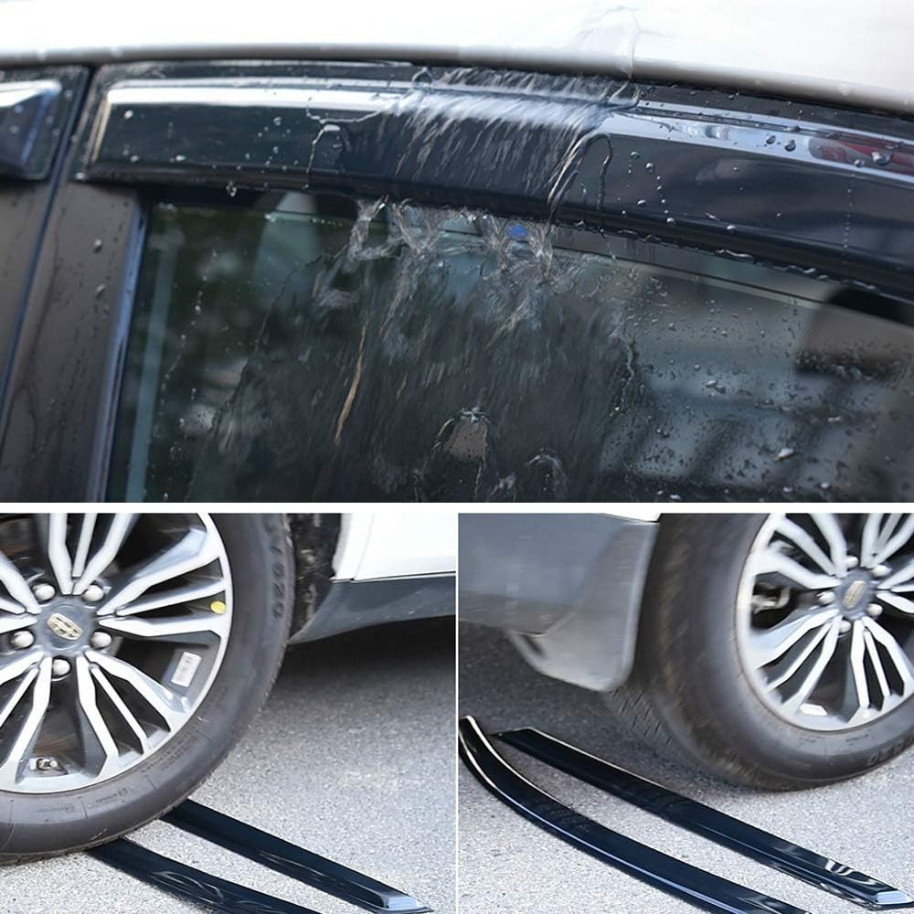 94084 Side Window Wind Vent Deflector, 4pcs Out-Channel Tape-On Nice Rain Guards Set,Dark Smoke Window Visor fit for 2009-2015 Honda Pilot