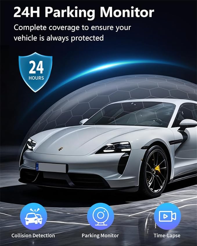 4 Channel 360 Dash Cam Front and Rear Inside & Left Right for Cars, 1080P with GPS 2.4GHz WiFi & APP Control, IR Night Vision, WDR, G-Sensor,Loop Recording, 24H Parking Mode,32GB Card for Taxi
