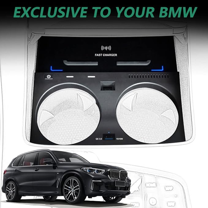 Wireless Car Charger for BMW X5 X5M X6 X6M 2019-2022, 15W Qi Fast Charging Phone Charger Pad for BMW G05/G06 Center Console Accessory, Gift for BMW Owners(Support Original Car Without NFC)