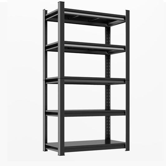 59"H Garage Shelving Heavy Duty Rack, 3000 LBS Extra Large Capacity 5 Tier Adjustable Storage Shelves, Metal Industrial Shelf Units for Garage, Basement and Warehouse, 59"H×23.6"W×13.8"D, Black