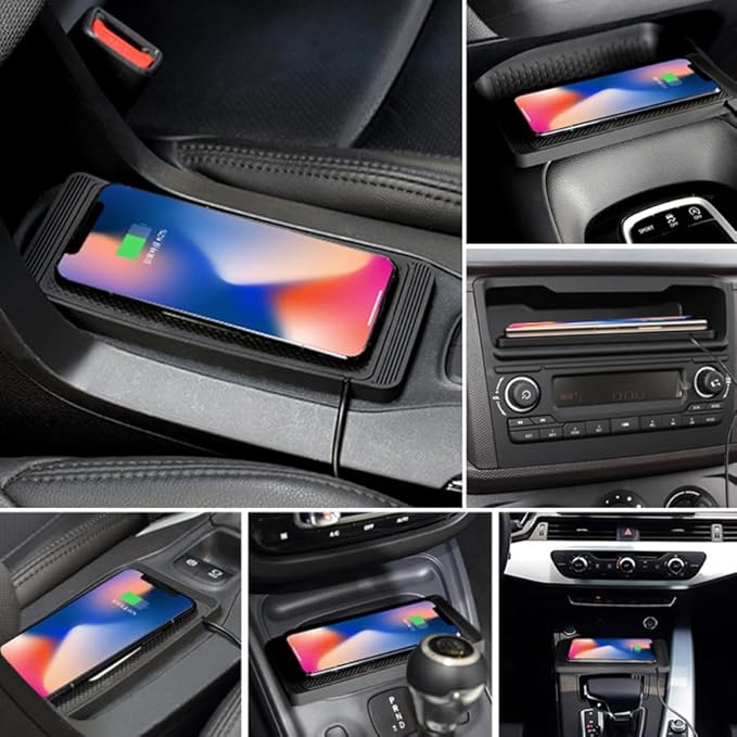 Wireless Charging Pad for Car for VW Jetta VI 2011 2012 2013 2014 2015 2016 2017 2018-pr, 15W Fast Wireless Charger Mat Non-Slip Silicone Car Center Console Phone Charging Pad,B/15W-USB
