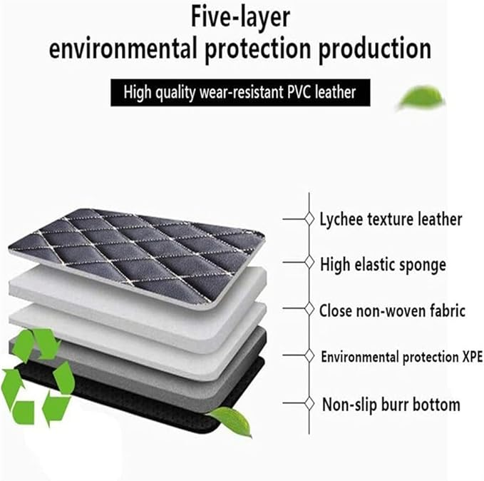 Custom Car Mats All Weather Fit Automotive Floor Mats PU Leather Protector Mat for Most Sedan, SUV, Truck Floor Mats (All Black+Red bar)