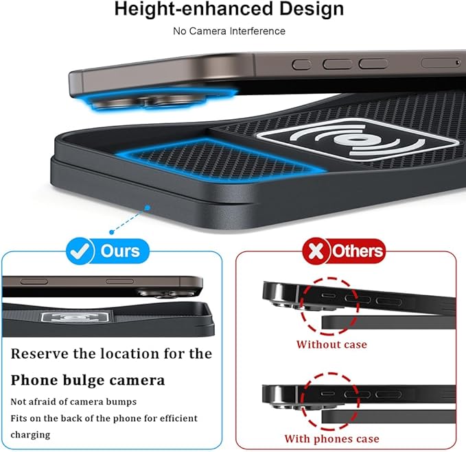 Car Wireless Charger Pad for Dodge Durango 2000-2009 2011-2026, Type-C/USB 20W Fast Wireless Car Charger Pad Non-Slip Cordless Charging Mat,A-30cm Cable Type-C Plug