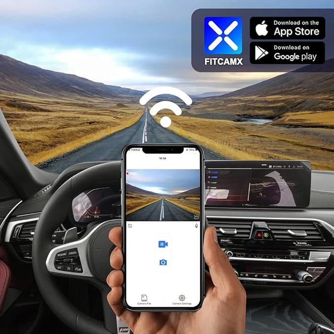 Fitcamx 4K Dual Dash Cam for 2018-2023 BMW 5 7 Series 530i 540i M550i 740i 750i M760i (G30/G11), OEM Look, Front 2160P+Rear 1080P Video, WiFi & APP, Loop Recording, G-Sensor, Easy to Set, 128GB Card