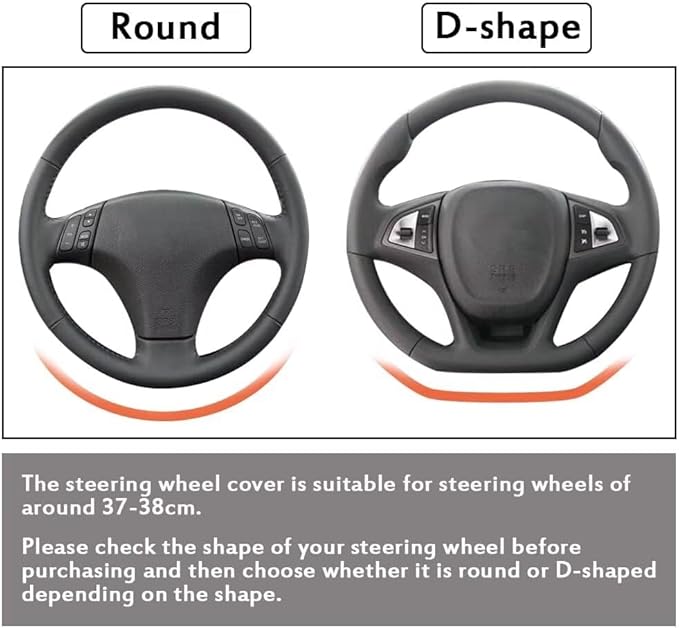 Pahajim Steering Wheel Cover Flat Bottom, D Shaped Car Steering Wheel Wrap PU Leather Anti Skid 14.5-15 Inch (37-38cm) Cubre Volantes Carros for Women Men (Red)