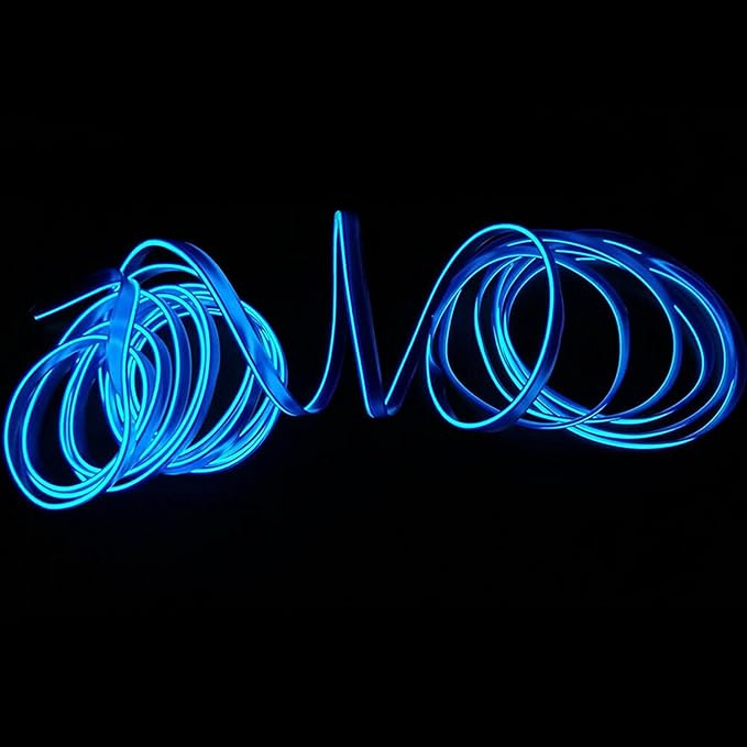 Riloer El Wire Lights for Car, Interior Neon Lights Strip Car LED Strip Light Interior for Car Garden Party Decoration, Car Ambient Lighting Kits, 5m/16.4ft Ice Blue LED