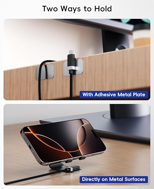 Magtame StayCable 2Pack USB A to USB C Cable with Magnetic Holder 3.3FT, Anti-Drop 3A Fast Charging and Data Sync Type C Cable, Braid Charger Cord for iPhone 17 16, Bedside, Desk, Car Cord Management