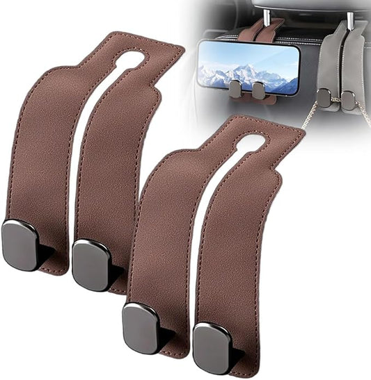 2026 Car Headrest Storage Hooks - Universal Backseat Hanger Organizer for Handbags & Grocery Bags (2, Brown)