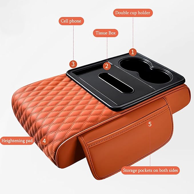 Car Center Console Cover for KIA K4 2024–2025,Arm Rest Lid Cushion Protector Multifunctional Armrest Cushion Pad Interior Accessories,Red