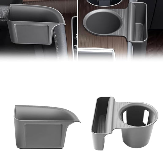 2PCS Cup Holder Storage Box for Toyota Sienna 2021-2026 Gear Shift Insert Organizer Tray Pockets Cup Groove Storage Multifunction Box(Gray)