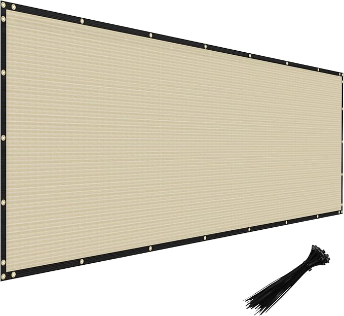 Windscreen4less Privacy Fence Screen Heavy Duty Windscreen Fencing Mesh Fabric Shade Net Cover with Brass Grommtes for Outdoor Wall Garden Yard Pool Deck, 8'x230' Beige