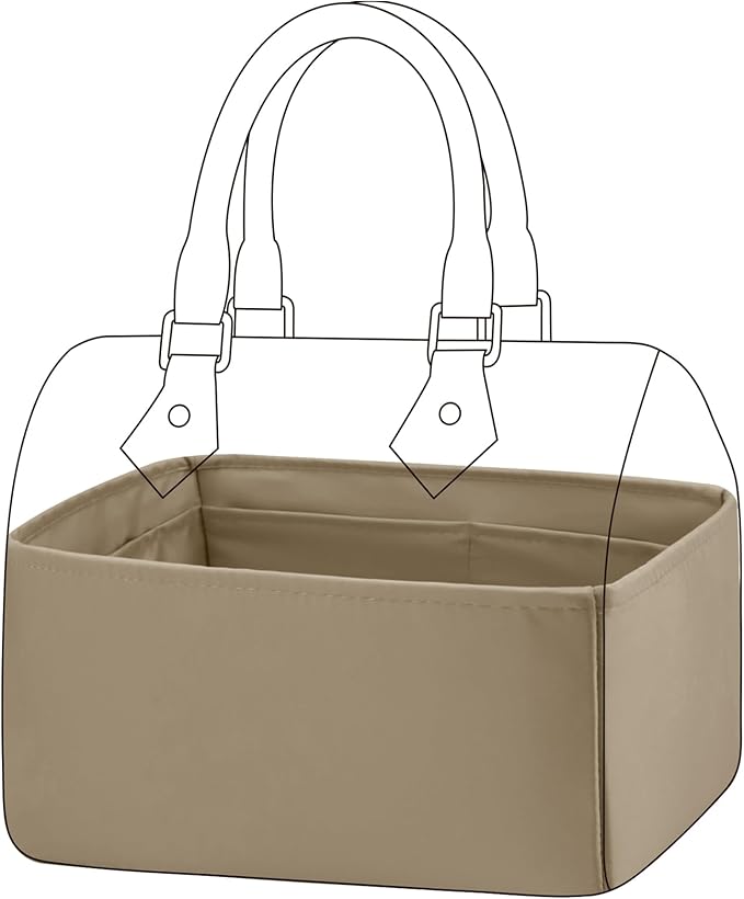 DGAZ Silk Purse Organizer Insert Fits LV Speedy 16/20/25/30/35/45 bags，Silky Smooth Bag Organizer，Luxury Handbag & Tote Shaper（Etoupe grey，SP30）
