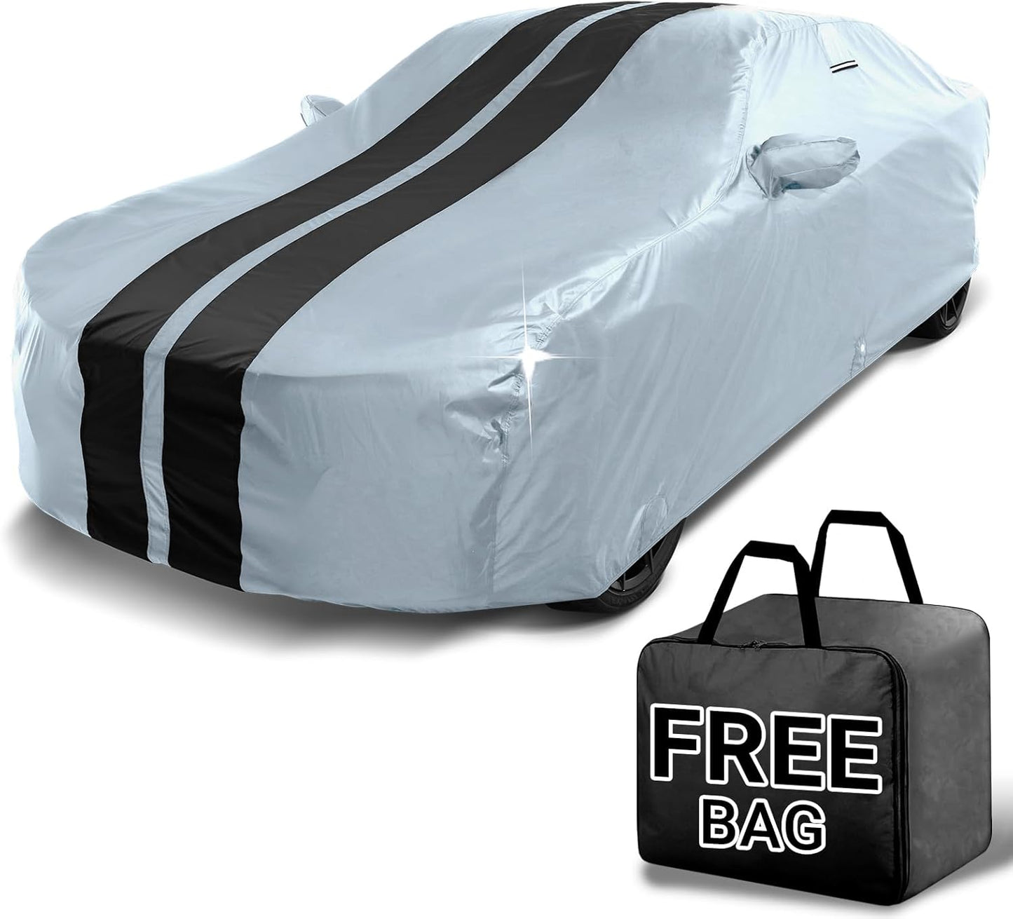 iCarCover Custom Car Cover for Buick Skylark (1986-1991) Waterproof All-Weather Rain Snow UV Sun Protector Full Exterior Indoor Outdoor Car Cover (Stripe - Gray/Black)