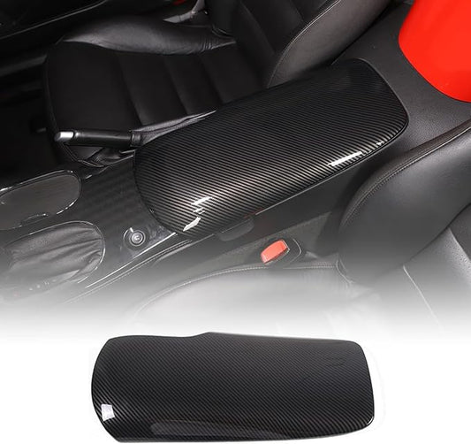 Car Center Console Pad for Chevrolet Corvette C6 2005-2013 Car Armrest Cover Leather Cushion Waterproof Auto Armrest Seat Box Protector Accessories (Leather) (ABS-Carbon Fiber)
