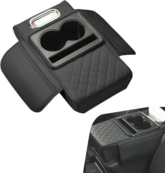 Car Armrest Cushion, Multifunctional Car Center Console Cover, 5-in-1 Automotive Center Console Cover with Storage Box, Cup Holder, Tissue Box and Phone Slot, Universal for Most Cars
