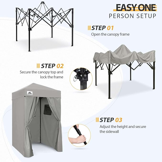 EAGLE PEAK Flex Ultra Compact 4x4 Pop-up Canopy, Sun Shelter, Changing Room, Portable Privacy Canopy Cabana for Pool, Fashion Photoshoots, or Camping, 4x4 ft, Gray