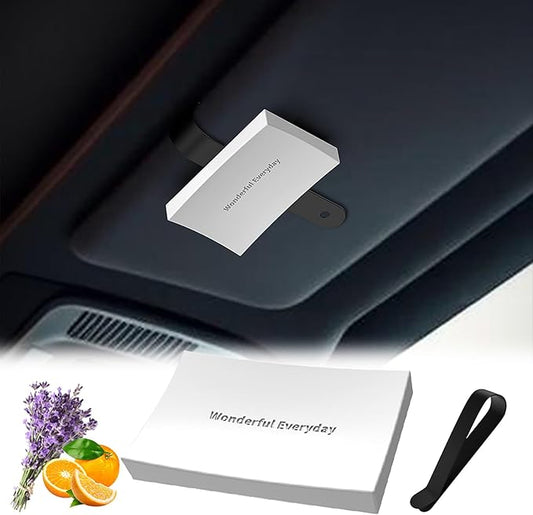 Car Air Freshener Small Gypsum Aromatherapy Diffuser New Smell Set Clean Ingredients Car Odor Eliminator Long Lasting Scent Auto Accessories with Metal Clip (Square, 1 PCS)
