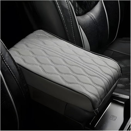 Car Center Console Cover, Leather Waterproof Vehicle Armrest Box Pad, Memory Cotton Comfortable Automotive Interior Seat Box Cushion Protector Accessories, Universal for Most Cars (Gray)