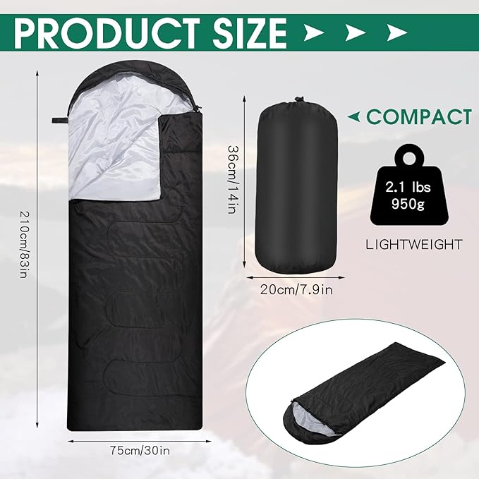 Tudomro 16 Pack Camping Sleeping Bags Bulk Adults Envelope 4 Season Cold Warm Weather Lightweight Waterproof Compact Backpacking Sleeping Bag for Travel Hiking