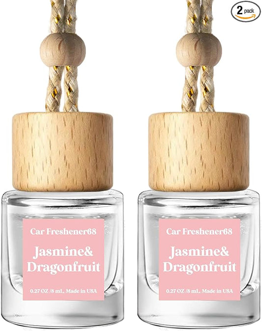 C Classy Car Air Freshener Hanging 2 Pack, Jasmine Essential Oil Diffuser, Long-Lasting Fragrance, Cute Car Accessories for Women & Men, Made in USA