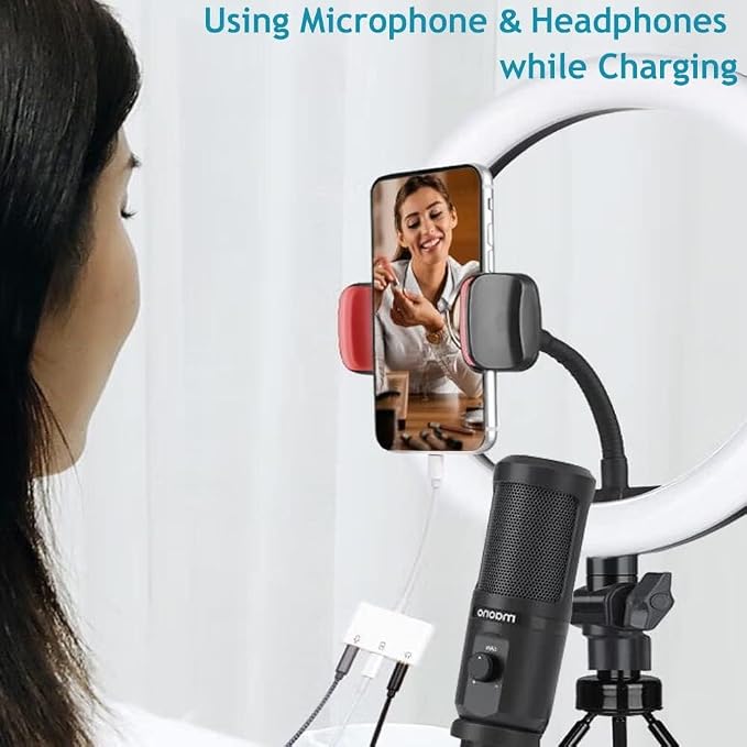 iPhone Microphone Adapter for Live-Streaming Lightening to Microphone & 3.5mm