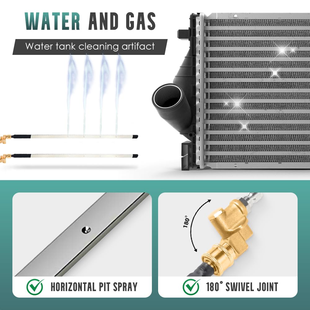 Radiator Cleaning Wand with Air Pipe Quick Connector, 24'' Portable Radiator Cleaning Tool, 4500 PSI Radiator Flush and Cleaner Pressure Washer Tool for Cars Trucks RV Gutter Cleaning (No Switch)