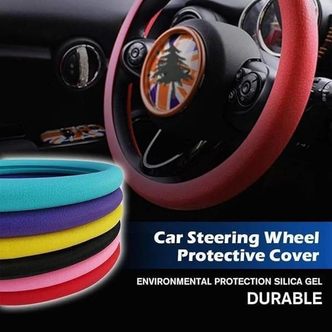 Silicone Steering Wheel Cover, Car Steering Wheel Cover, Anti-Slip Car Steering Wheel Protective Cover, Fit 12.6-16 Inch, for Car SUV Truck Van, for Women & Men (Red)