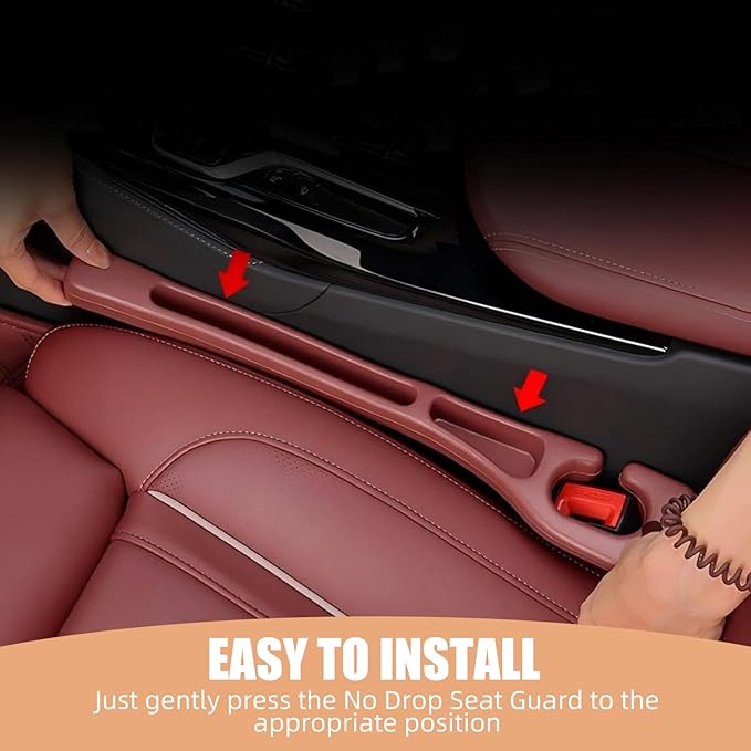 Car Seat Gap Filler Set of 2, Premium Interior Car Accessories, Multifunctional Car Storage Solution with Non-Slip Design, Fits Most Vehicles (Red)