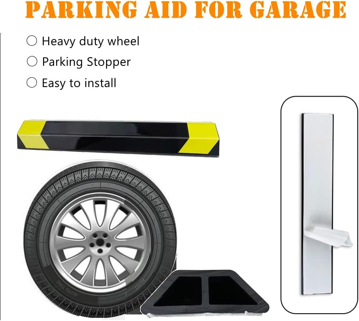 2 Pack 18" Parking Aid for Garage Heavy Duty, Car Parking Stopper for Garage, Parking Aids Protects Car, Parking Stopper Easy to Install (2 Pack 18" L x 1.25" H)