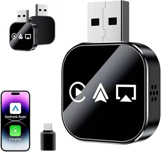 2026 Upgrade 3 in 1 Screen Mirroring for iOS Android Phone,Wired to Wireless Screen Mirroring Carplay Adapter for Car,Mirror Link Auto Adapter with 2.4/5Ghz WiFi & Bluetooth 5.0