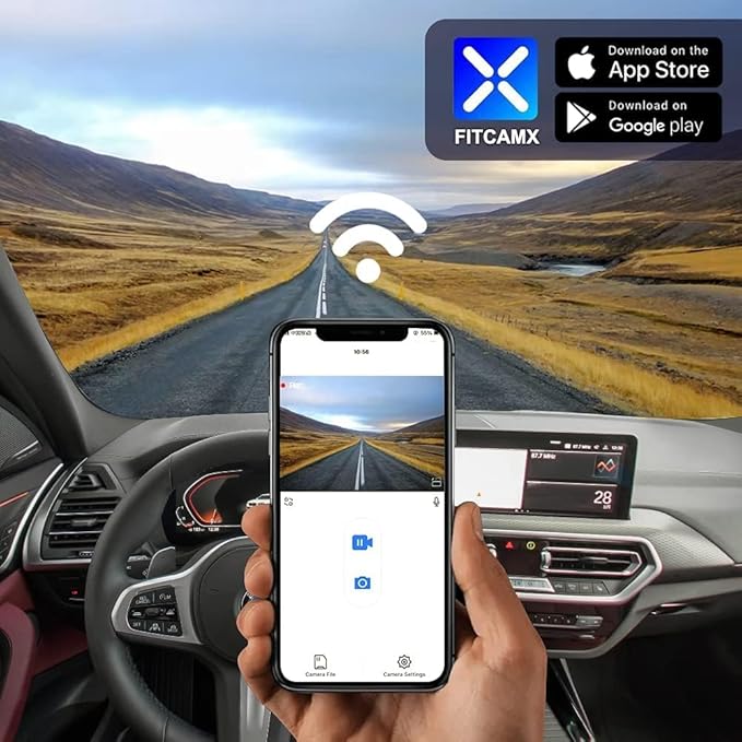 Fitcamx 4K Dash Cam Suitable for BMW X3 X3 M 2018-2024 M40i Sdrive Xdrive30i 30eG01 (HD2-6153), OEM Style, UHD 2160P Video, Built-in WiFi & APP, Loop Recording, G-Sensor, Plug&Play, 64GB Card
