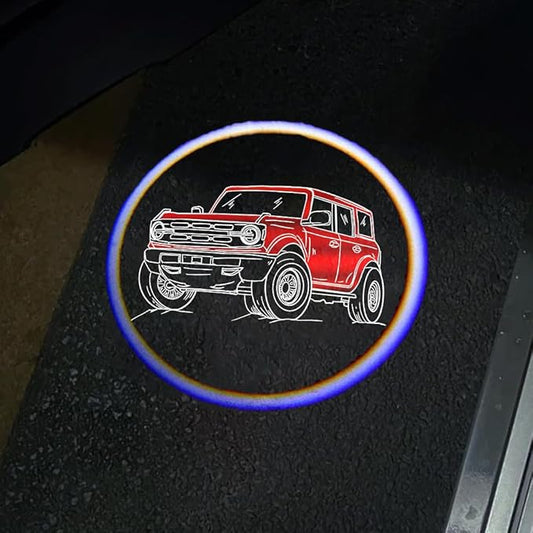 2Packs Car Door Lights Car Door Shadow Lights Projector Welcome Courtesy Lights fit for Ford Bronco Accessories -Red