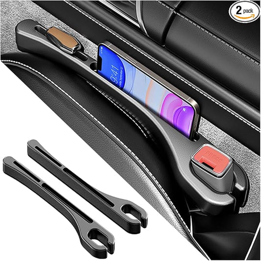 2PCS Car Seat Gap Filler Organizer with Phone Holder,[Upgrade Version] Car Seat Gap Organizer for Prevent Falling,Essential Car Accessories Car Side Seat Gap Filler (Black)