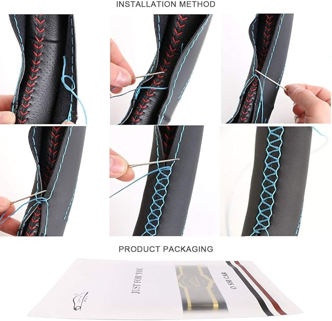 15.5 Inch Large Car Steering Wheel Cover Micro Fiber Leather Three-Dimensional Design DIY Stitch On Wrap for Buick GL8 Etc.Black